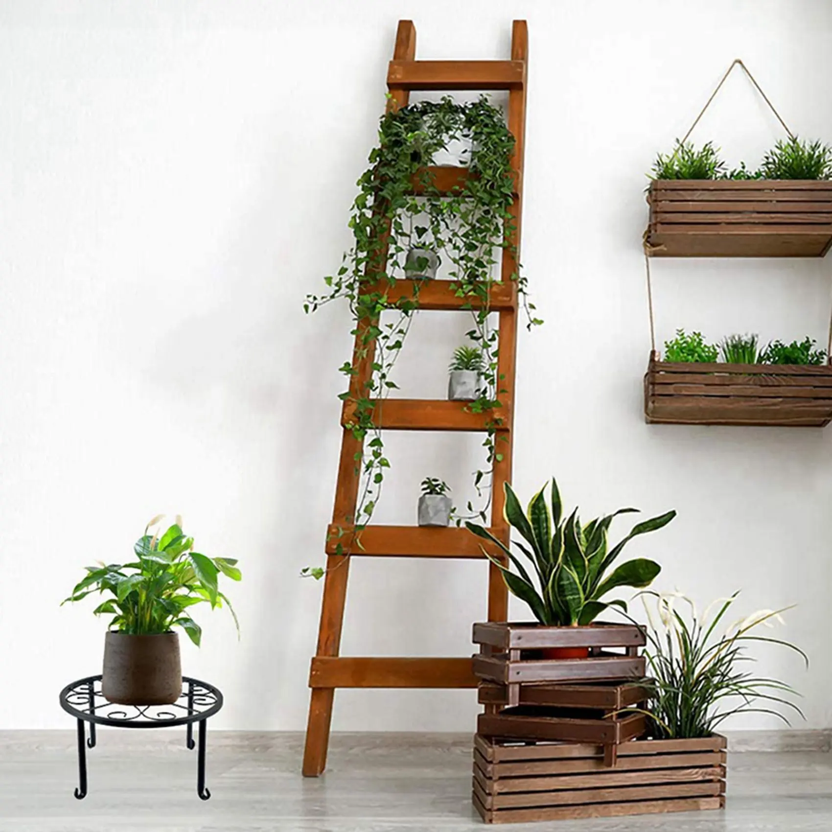 B23B 8 Pieces Of Plant Stand Indoor And Outdoor Metal Rust-Proof Plant Stand, Classic Flower Pot Stand-Black