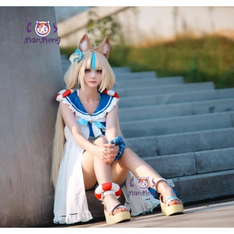 Disfraz de Anime Vtuber Sameko Saba, disfraz de Gura Sailor, Halloween, Carnaval, dulce chica JK, uniforme de marinero, traje de baño de playa de verano