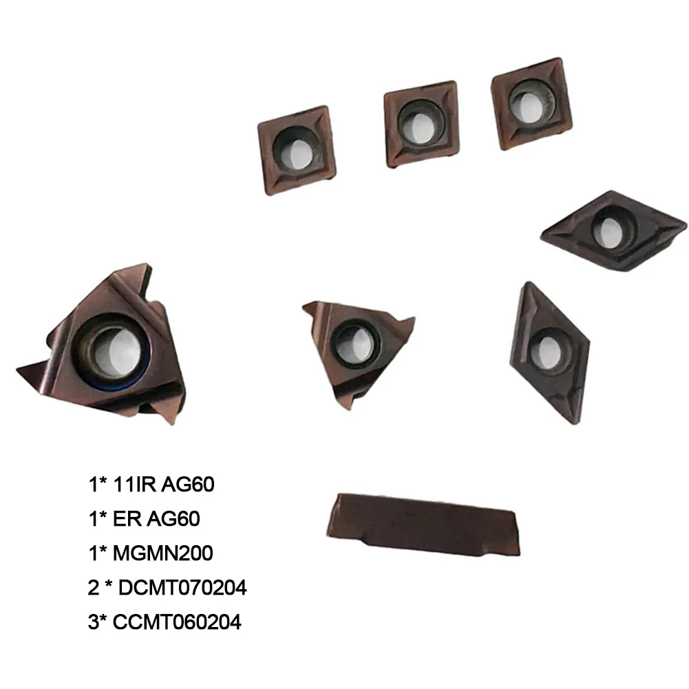 Carbide Inserts Kit for Steel Stainless Steel Aluminum Machining CCMT060204 DCMT070204 11IR AG60 16ER AG60 MGMN200