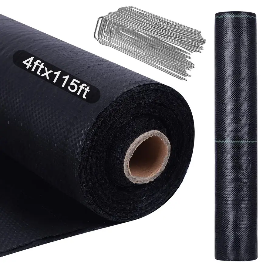 

x 115FT Weed Barrier Landscape Fabric, Premium Heavy Duty Woven Garden Ground Cover Weed Block Control Mat Cloth for Gardening,
