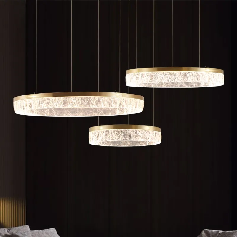 Nordic Luxury Circular Ring Living Room Chandelier Modern Simple Creative Personality Dining Room Bedroom Study Model Room Lamps