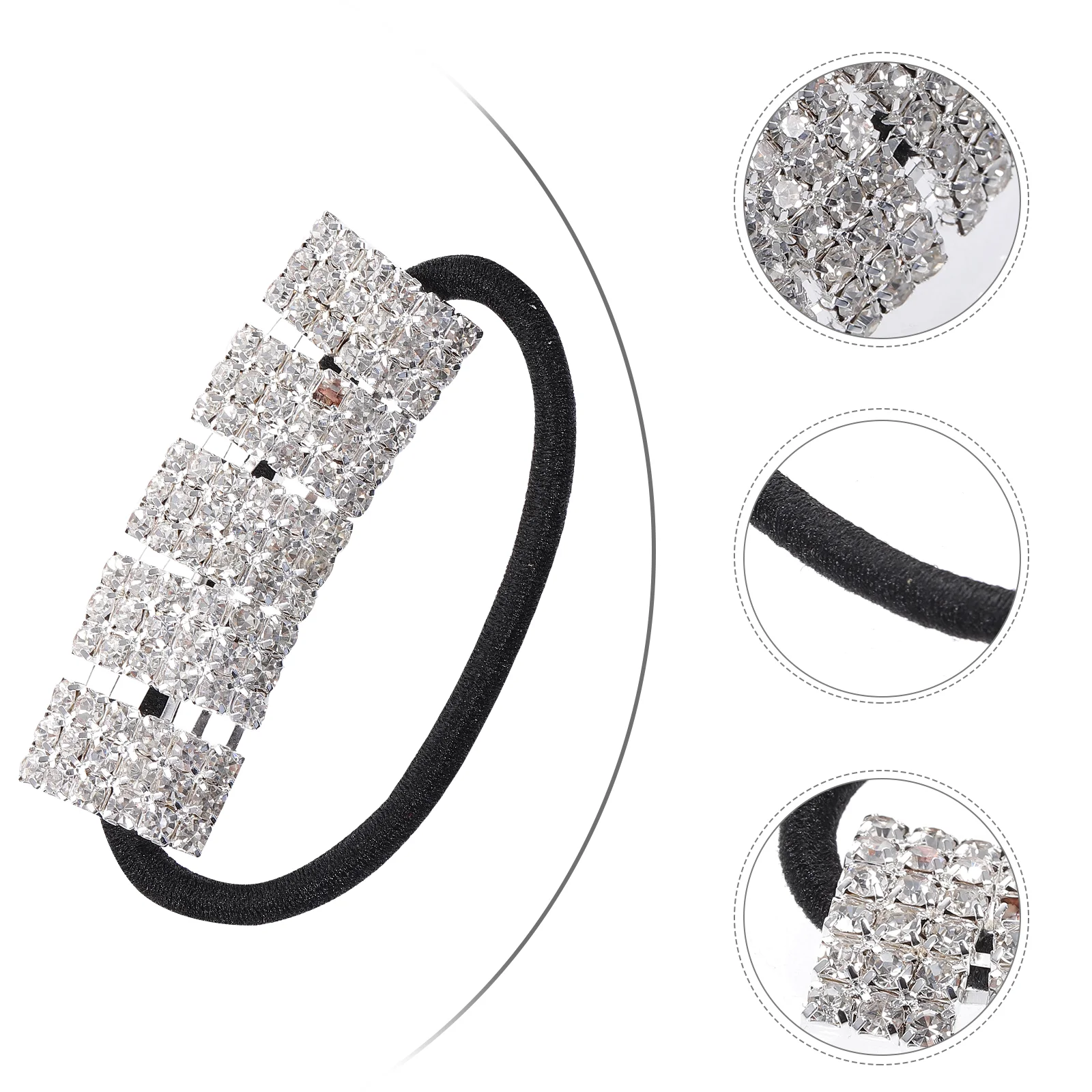 Dense Cuff Women's Hair Clips for Girls Headbands Ponytail Womens Bracelet Rhinestone Tie