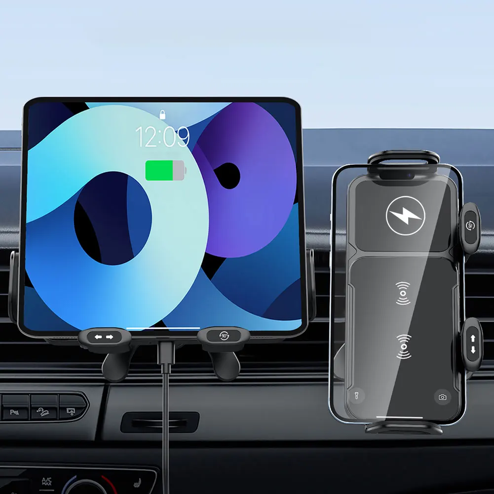 Автомобильное беспроводное зарядное устройство, вращающийся на одно касание, быстрая зарядка, держатель для сотового телефона, вентиляционное отверстие, крепление для сотового телефона для складного экрана телефона