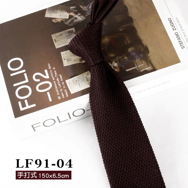 6,5 cm britischer Stil, lässige Herren-Krawatten mit Punkten, gestrickt, formelle Business-Krawatten, einfarbig, marineblau, Retro-Krawatten, handgefertigte Smoking-Krawatten – Detail 9