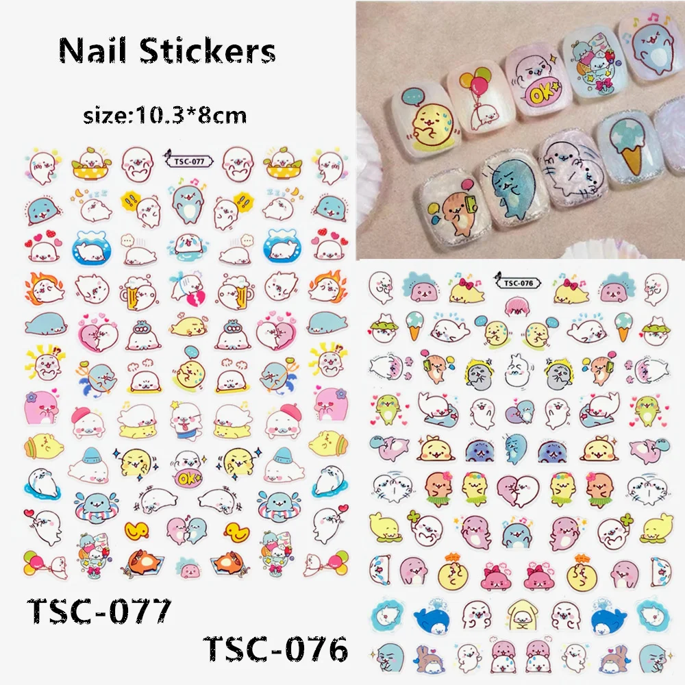 

TSC-076 dolphin Nail sticker3D Back glue Self-adhesive Nail art Nail sticker decoration tool Sliders For Nail Decals