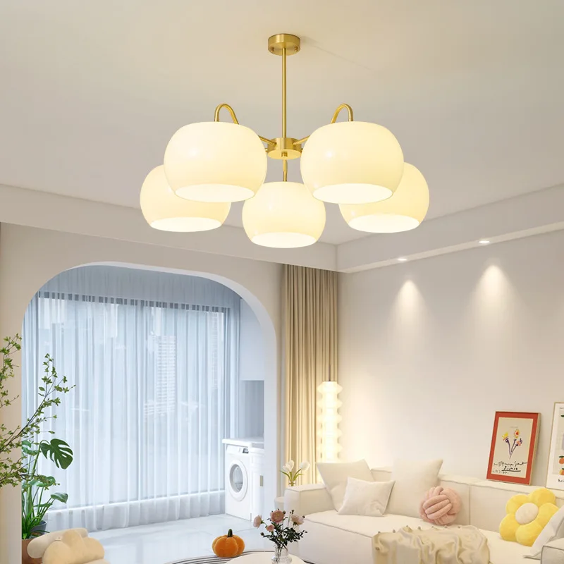 Brass living room chandelier modern restaurant hanging lighting fixtures gold glass lamp designer bedroom home pendant light