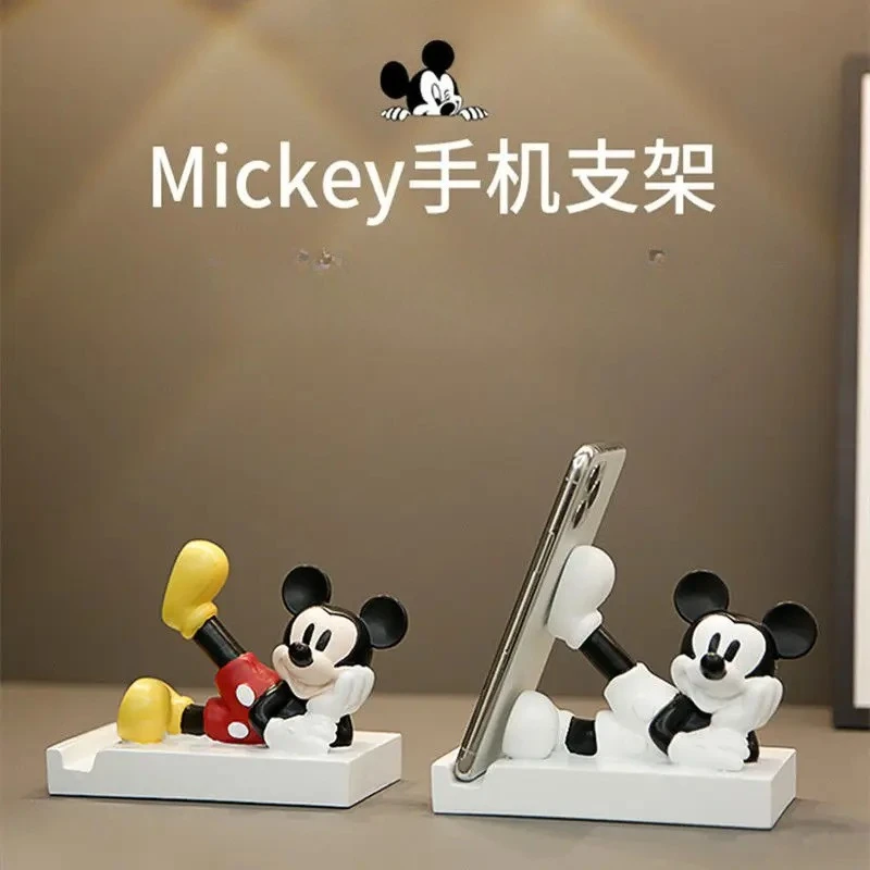 Mickey Mouse Cartoon Character Mobile Phone Holder Resin Ornaments Mobile Phone Holder Desktop Decoration Crafts