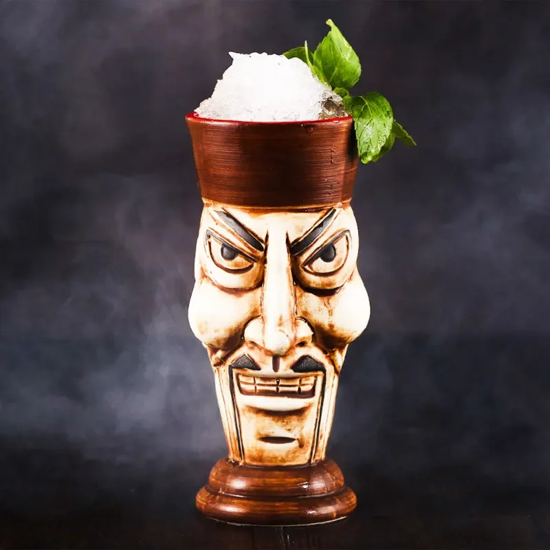 Hawaii Ceramic Tiki Mug Creative Cocktail Cup Easter Island Tiki Mugs Halloween Gift for Bar Tool