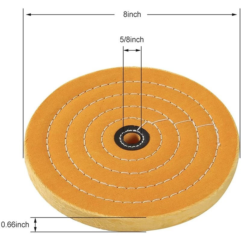 Polishing Wheel 8 Inch,For Bench Grinder/Bench Buffer,5/8 Inch Arbor Hole,Cotton White (50 Layers) Yellow (40 Layers)