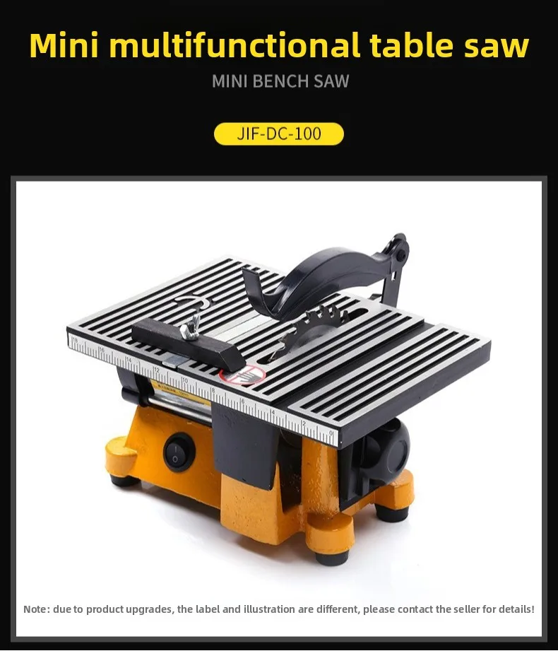 Mini Table Saw Multi Purpose Electric Benchtop Circular Saw with Alloy Blade Adjustable Speed for Wood and Metal Glass Tile