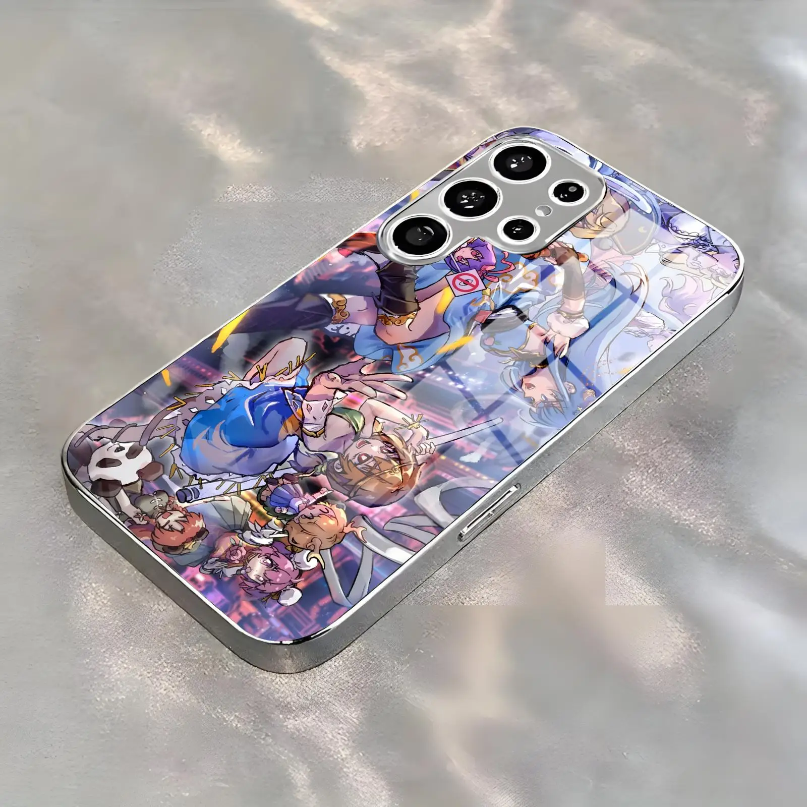 Phone Case For Samsung S26 S25 S24 S23 S22 S21 Plus Ultra Note20 Electroplated glass Phone Case Anime Tenshi Hinanawi view 4