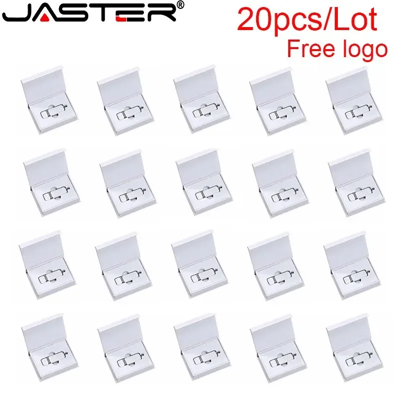 JASTER 20PCS/LOT White Leather USB 2.0 Flash Drives 128GB Free custom logo 64GB Pen drive 32GB Memory stick Business gift U disk