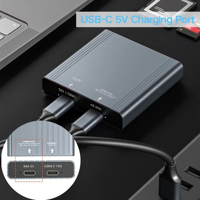 Pembaca kartu untuk Cfexpress tipe A + tipe B + kartu memori SD 3-In-1 kecepatan tinggi 10Gbps Transfer Data USB 3.1 Gen 2