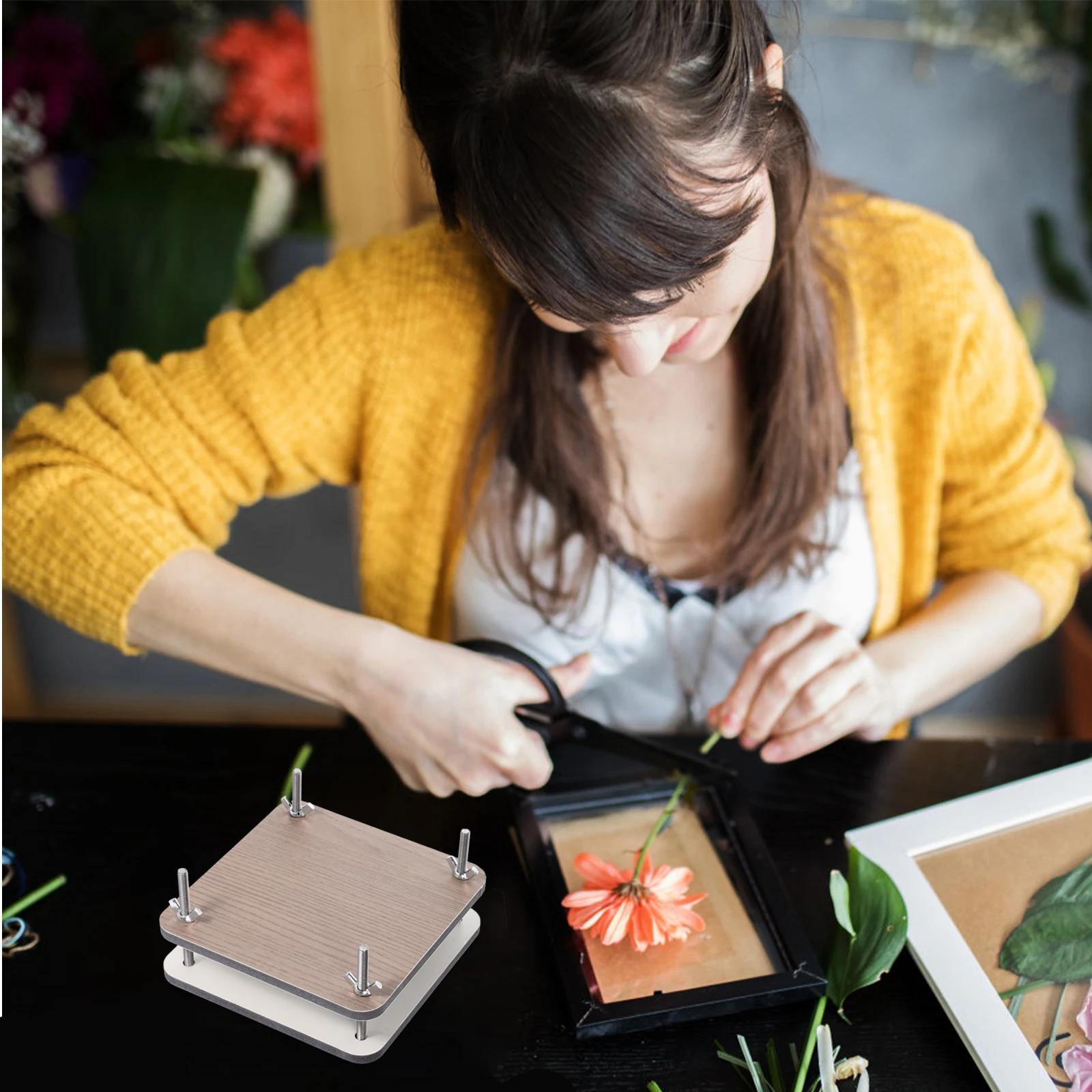 

1 Set Wooden Flower Kit For Diy Plants Pressing Art Pressed Flower Tools, Specimen Pressing Set, Leaf Pressing, Dried Fruit