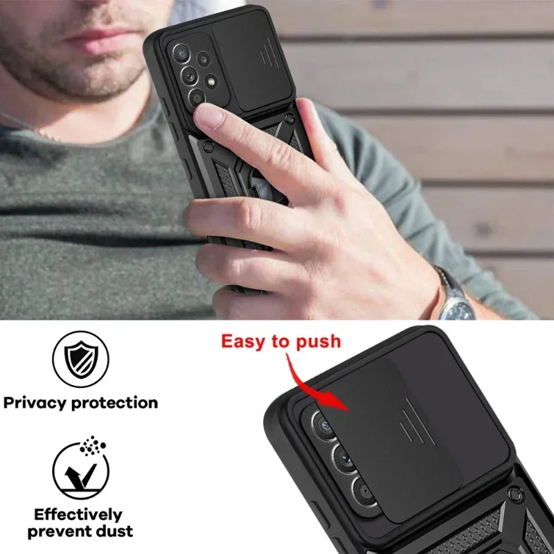 Armor Slide Camera Lens Case for Samsung Galaxy S24 S23 S22 S21 S20 Plus Note 20 Ultra A54 A53 5G S23 S20 FE Bumpers Cover