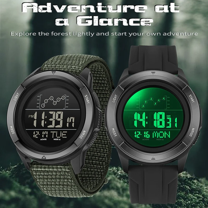 SANDA 2198 Orologio sportivo da uomo Cinturino in nylon Display digitale a LED Sveglia multifunzionale Cronografo Orologi impermeabili da uomo