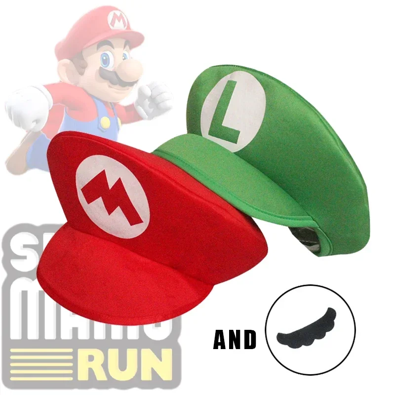 

Super Marios Bros Peaked Cap Anime Hat for Kid Cosplay Prop Dress Up Supplies Cartoon Cute Caps Game Figure Hats Birthday Gift