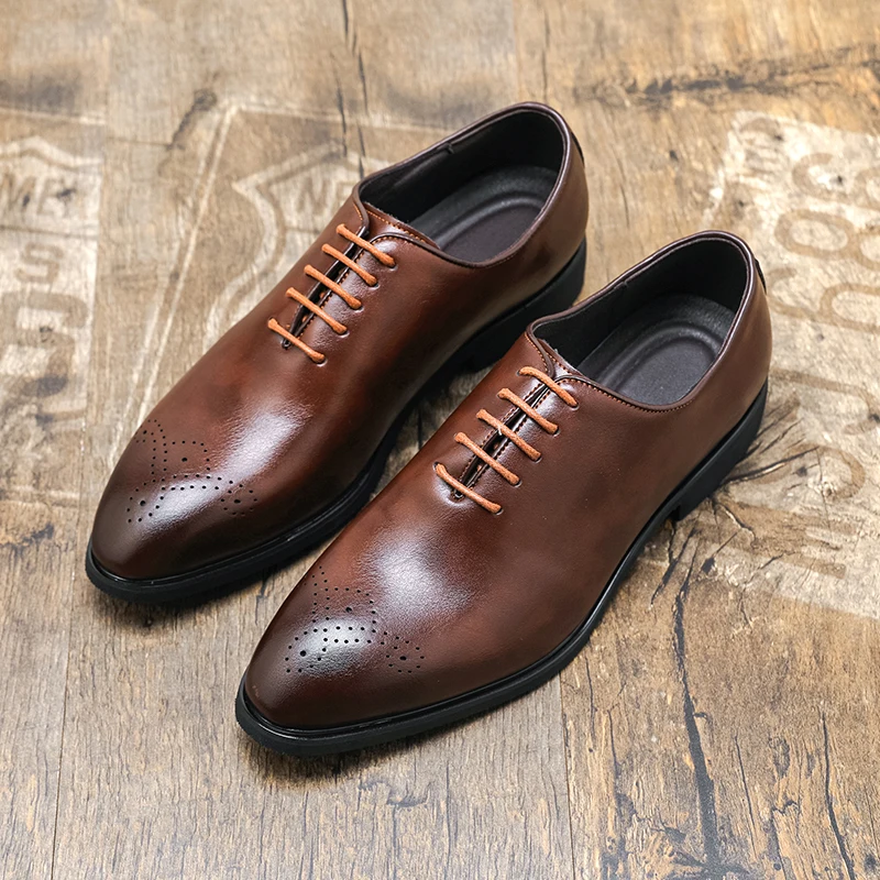 

Мужские туфли-оксфорды, однотонные удобные классические универсальные мужские туфли на низком каблуке для делового банкета