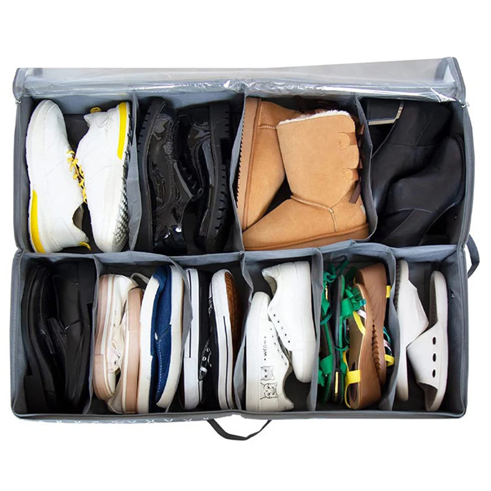 

Reusable Shoes Container Transparent Design Easy Pull Handle Suitable for Daily Use Foldable Storage Underbed Storage Containers