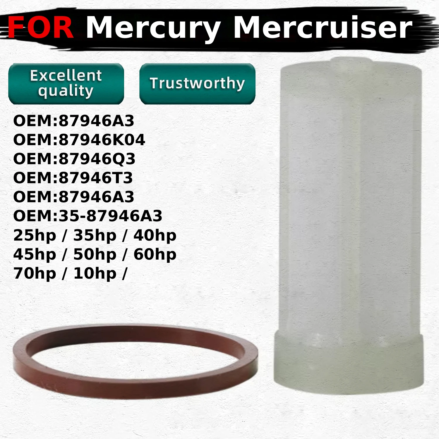 

OEM:35-87946A3 Fit for Mercury Mercruiser 25hp 35hp 40hp 45hp 50hp 60hp 70hp 10hp XR10 25hp MERC Fuel Filter Assy Outboard motor