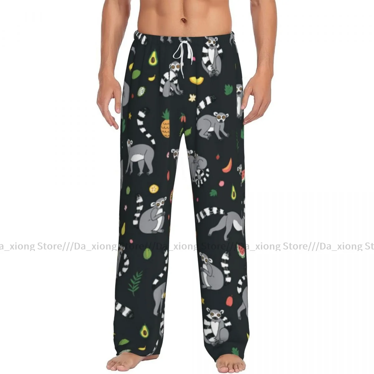 Pijamas con estampado de frutas y Lemurs para hombre, pantalones de salón, ropa de dormir