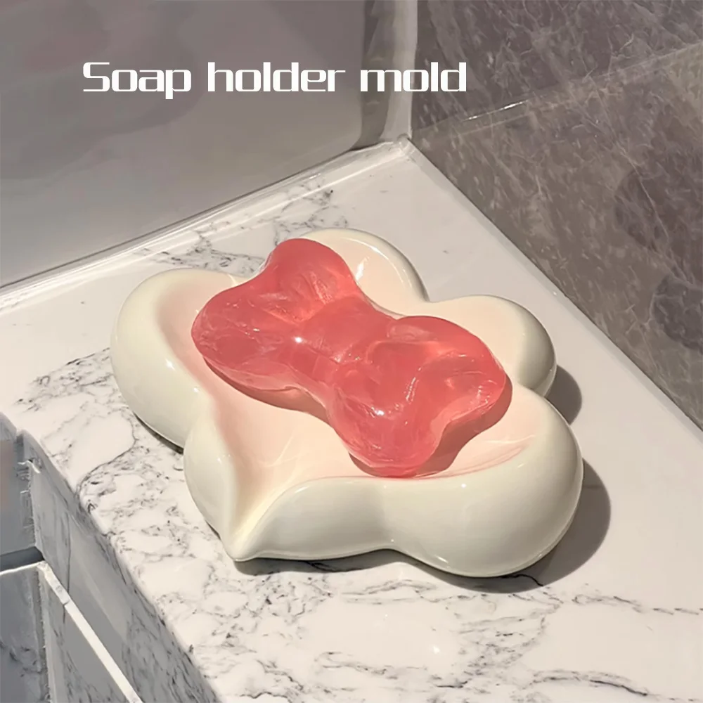 

Creative soap box mold, household bathroom drain soap shelf, cement cute shape soap dish DIY manual silicone mold