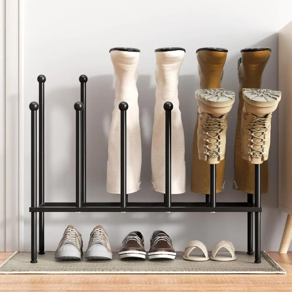 

ree Standing Shoe Racks - Black Metal Boot Rack, Shoe Organizer or Dorm Room, Closet, Entryway, Bedroom, Patio Outdoor, Hallway,
