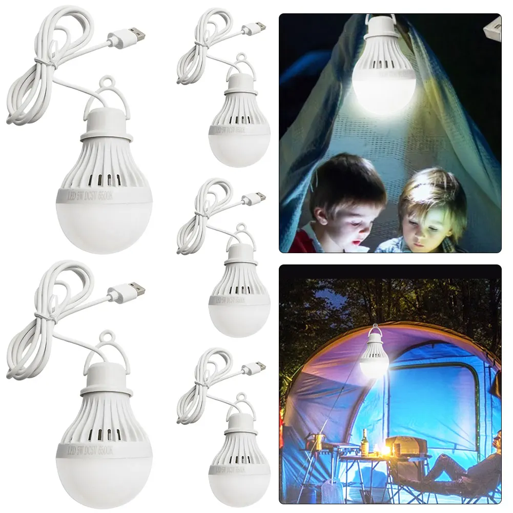 

5 шт. миниатюрных портативных светодиодных ламп для кемпинга, аварийная лампа для чтения (5 Вт)