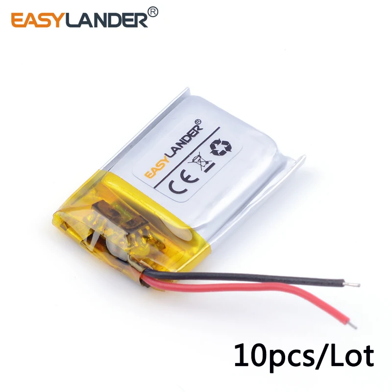 10pcs/Lot 3.7V 401725 100mAh Rechargeable Lithium Li-ion Li Polymer Battery For GPS MP3 Recorder