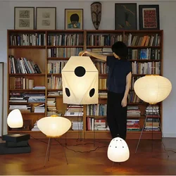 Minimalist Wabi-sabi Akari Noguchi Yong Floor Lamp LED Modern Hanging Light Fixture Living Room Sofa Table Bedroom Kitchen Study