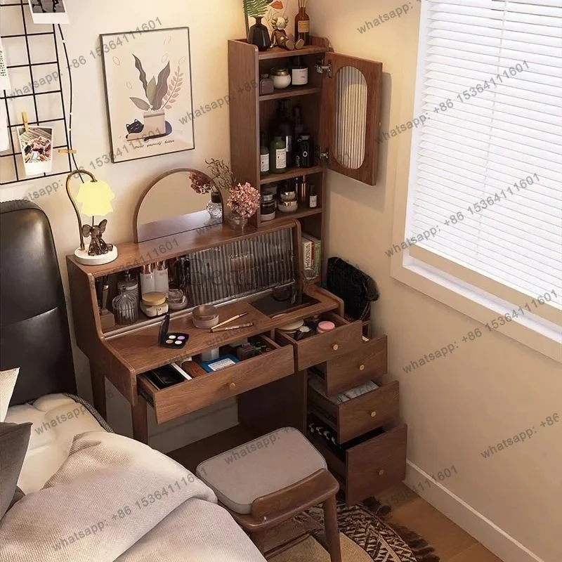 medieval style all solid wood dresser storage cabinet integrated makeup table small apartment narrow apartment