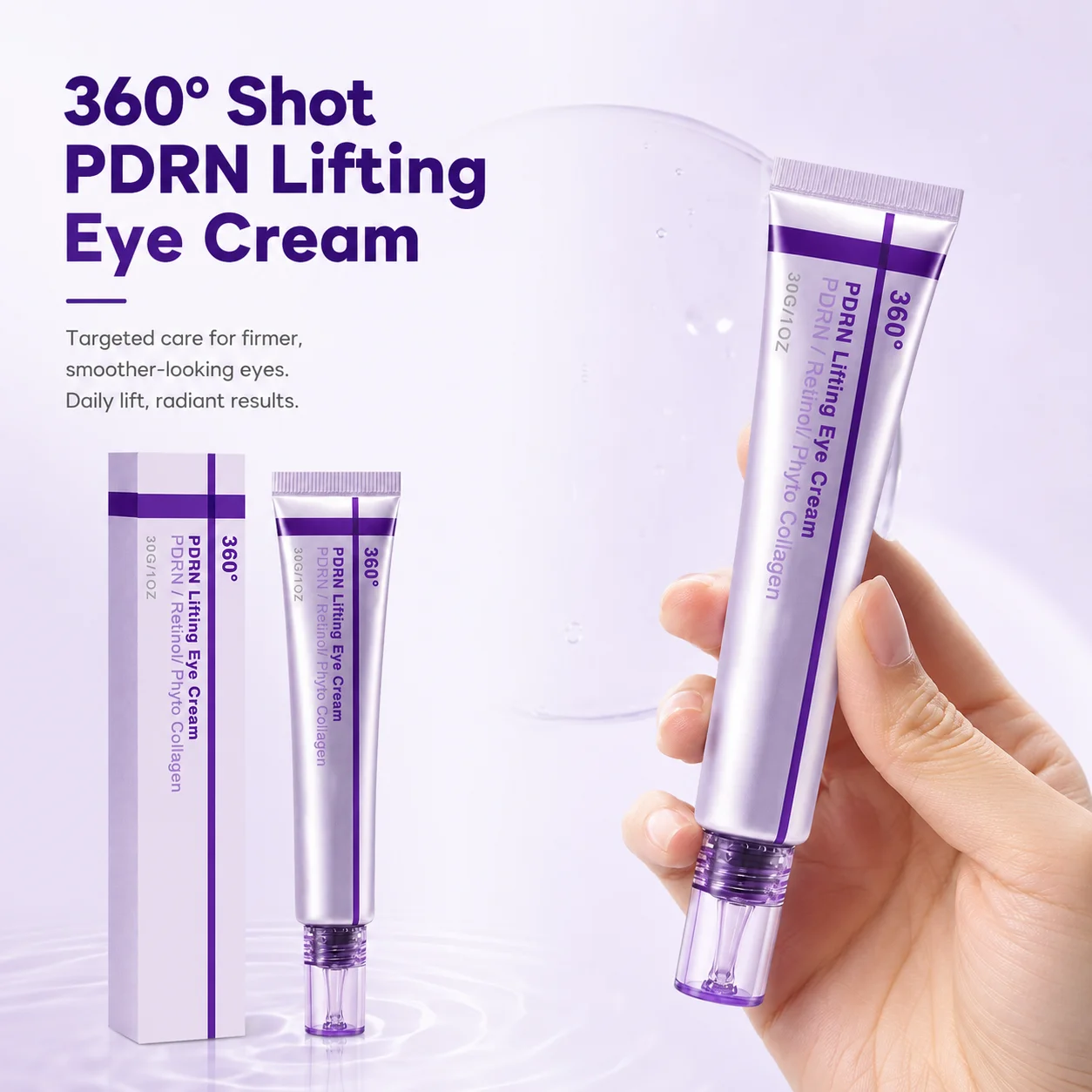 360º Shot PDRN Eye Cream Targets Remove Wrinkles Crow's Feet Fade Dark Circles Eliminate Puffiness Lifting Tighten Eye Contour