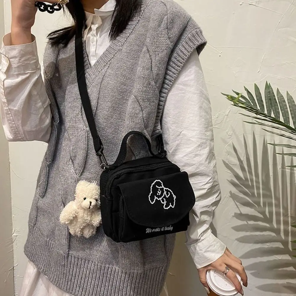 Canvas Shoulder Bag Cute Cartoon Harajuku Style Tote Bag Handbag Large Capacity Shopping Bag Women Girls