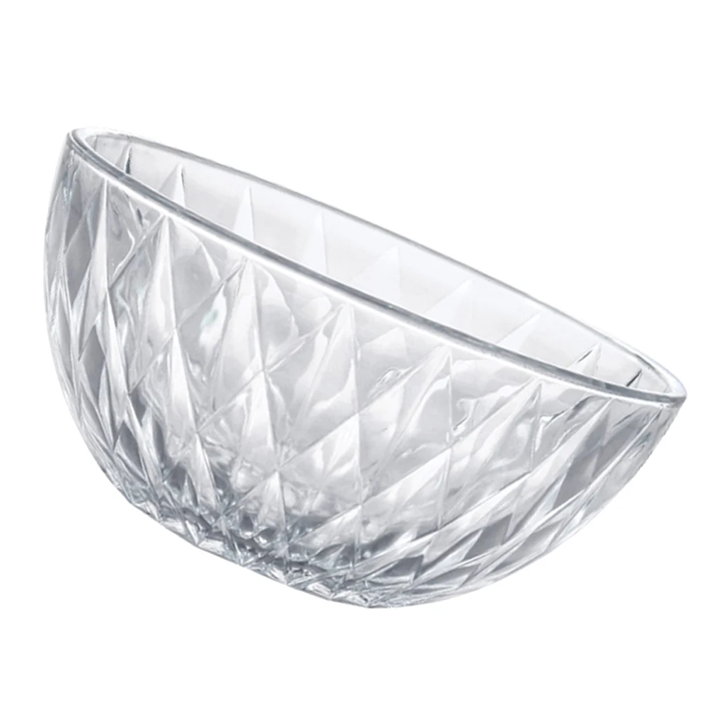 

Crystal Diamond Pattern Salad Bowl Transparent Glass Acrylic Fruit Container for Home Restaurant Smooth Rim