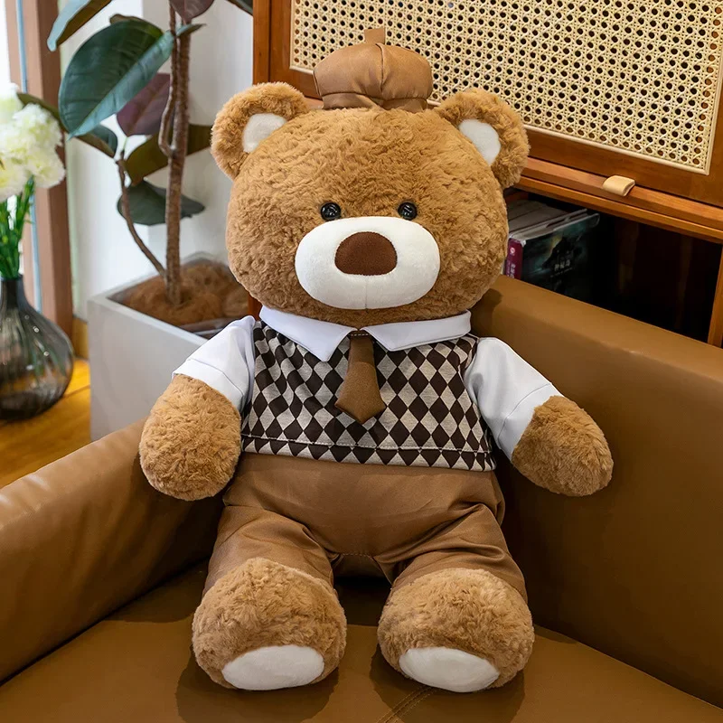35/45/65CM Couple Bear Plush Toys Cute Plush Dolls School-style Bear Fluffy Hugging Dolls Children Girlfriend Valentine's Gift