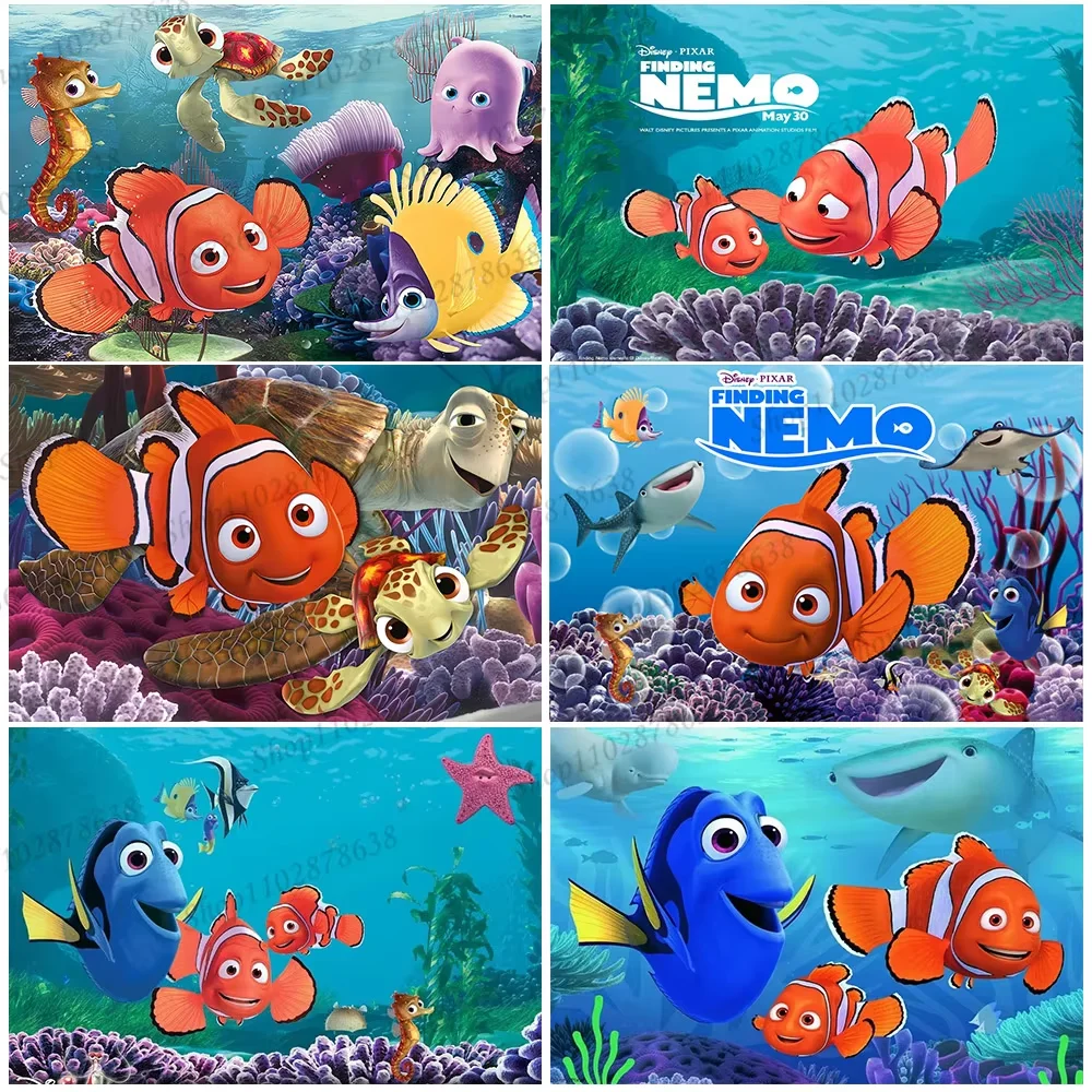 Banner Personalizado de Aniversário Infantil e Chá de Bebê com Tema de Encontrando Nemo, Encontrando Dory, Marlin e Bruce