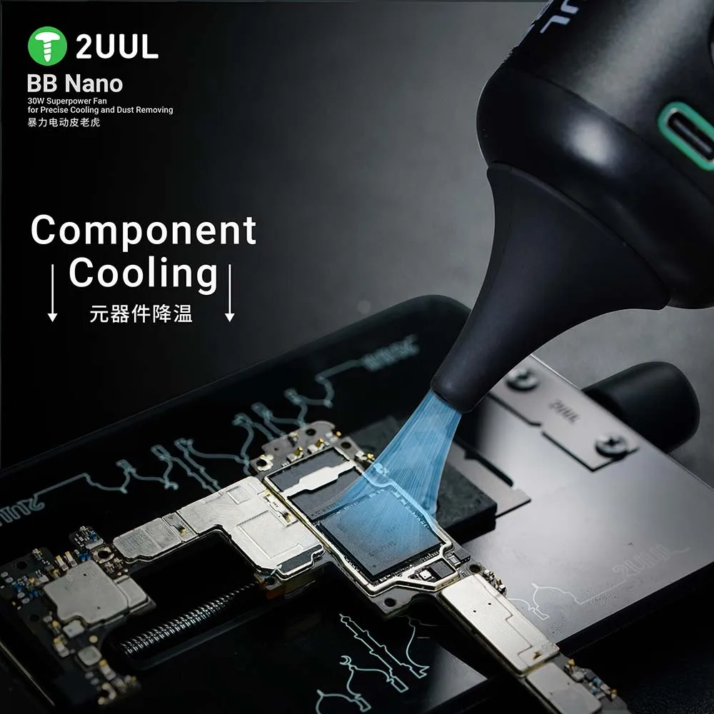 2UUL DA90 BB Nano 30W Superpower Fan Precise Cooling Dust Removing Fan For Phone Motherboard Charging Port Dust Removal Tools