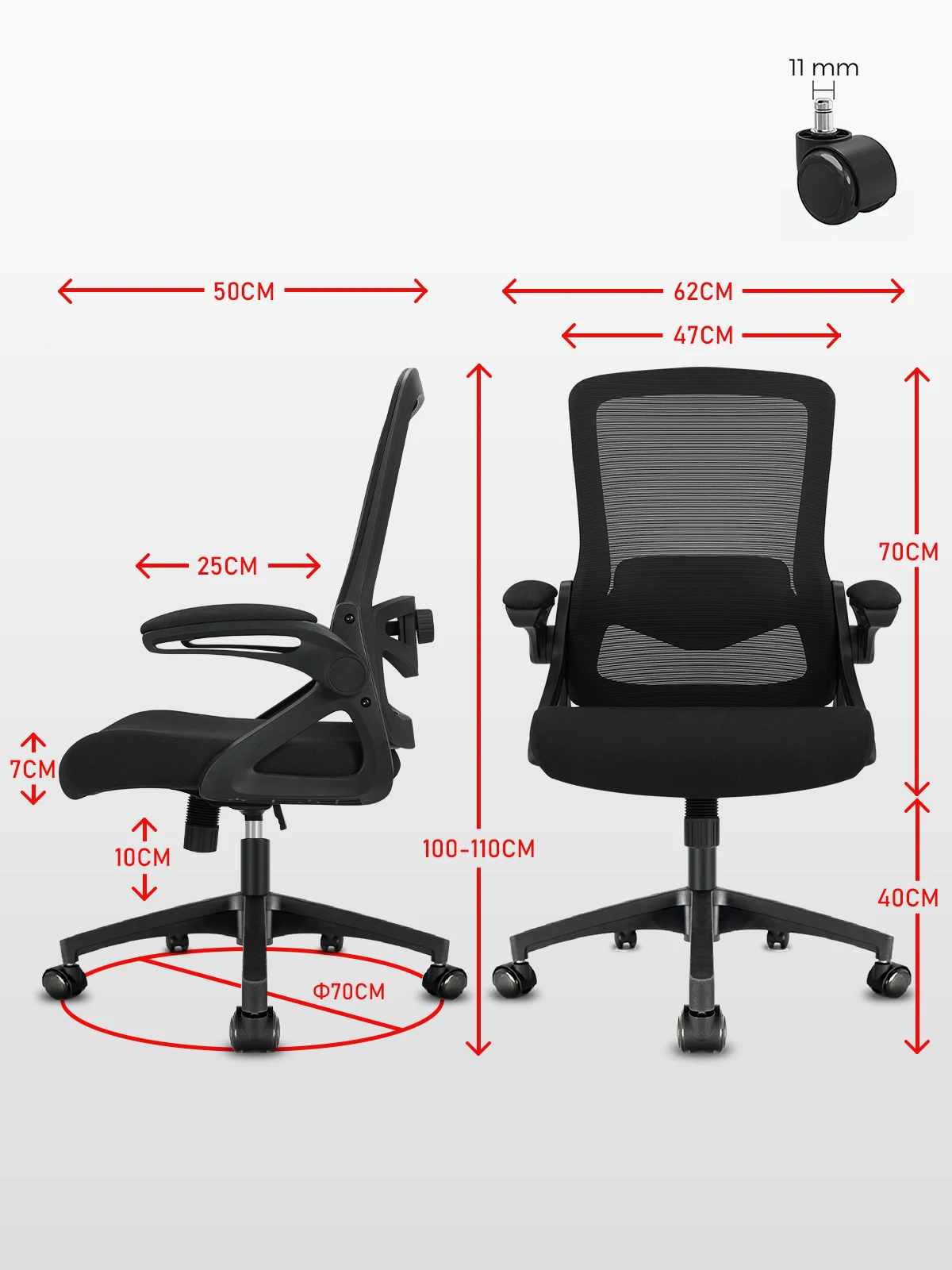 كرسي مكتب Milacyee كرسي مكتب مريح مع 90 °   مسند ذراع قابل للطي، دعم قطني، كرسي قابل لضبط الارتفاع. #2