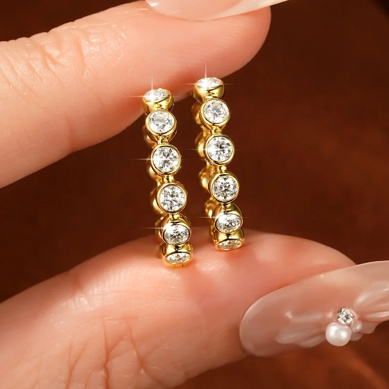 Rrjzz 2,5 mm Full Moissanite Sweet Bubble Creolen für Damen, GRA D-Color, im Labor hergestellte Diamantohrringe, Hochzeitsschmuck, Geschenke – Detail 8