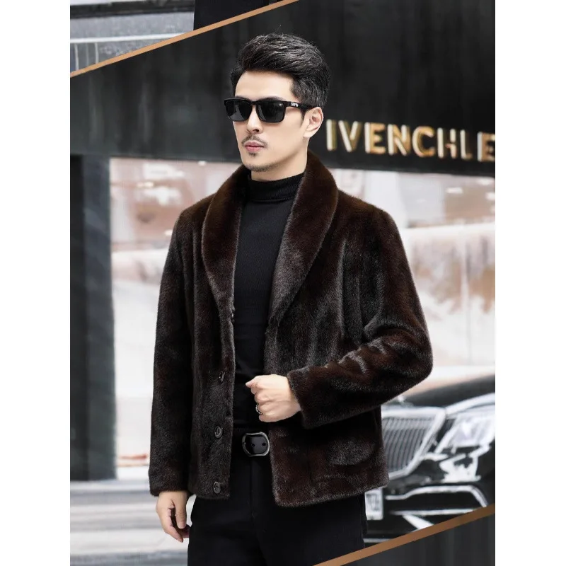 Men Faux Fur Coats Short Jackets Turn Down Collar Full Sleeve Y2k Coat Thick Warm Outerwear Casual Regular Jacket Work 2026
