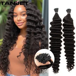 Onda Profunda Encaracolado Eu Dica Extensões De Cabelo Microlink, Cabelo Humano Natural, Cápsula De Queratina Italiana, Micro Anel, Mulheres Negras