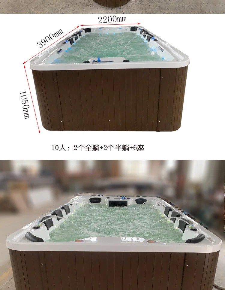 Hot-selling outdoor 10 person swim spa pool hot tubs with balboa system