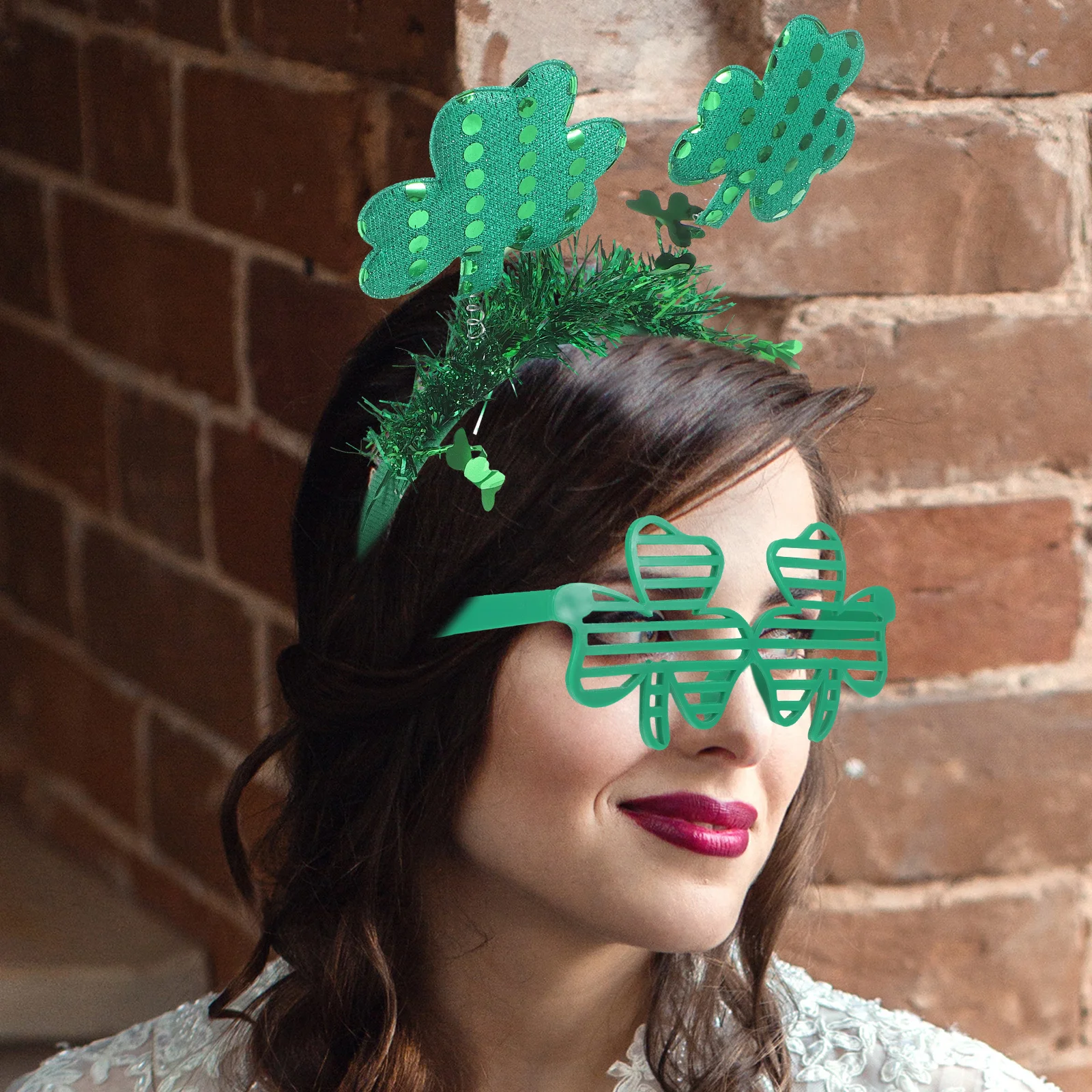

1 set Shamrock Glasses Set St Patricks Day Party Accessories Hairband Prop Eyeglasses Frames Holiday Decoration Photo Props Gift
