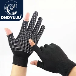 DNDYUJU Nylon Anti-slip Fishing Gloves Two Fingers Dispensing Cut Fishing Outdoor Sports Breathable Fishing Gloves Half Finger