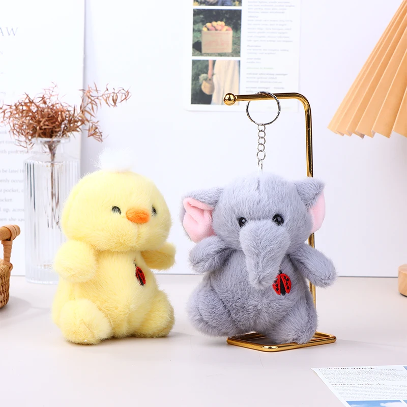 Cute Animals Rabbit Keychain Pendant Plush Doll Toys Cartoon Bear Dinosaur Bunny Keyring Pendant Backpack Charms Bag Decor Gifts