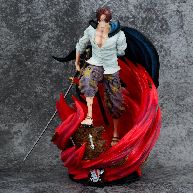 

New 36cm One Piece Anime Figure Gk Red Haired Shanks Four Emperor Knife Pulling Scene Pvc Model Pendant Statue Toy Dolls Gift