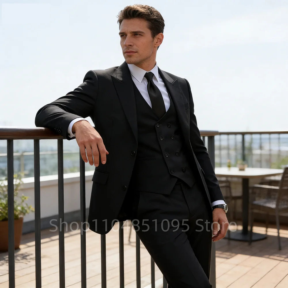 

Однотонный мужской деловой смокинг приталенного кроя для свадьбы, модный смокинг с острыми лацканами для танцев и вечеринок