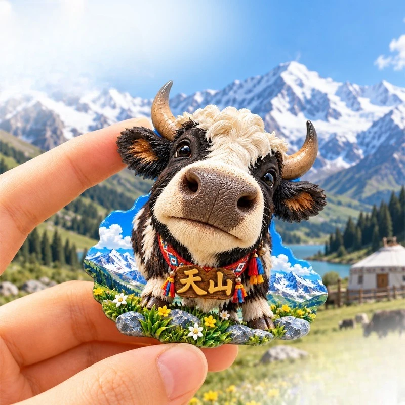 Tian Shan Yak Fridge Magnet - Adorable 3D Highland Souvenir Unique Central Asian Gift for Travel & Animal Lovers Decor
