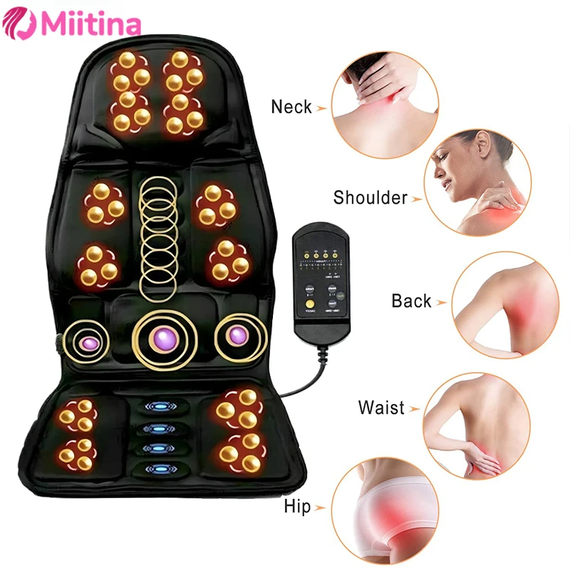 Car Electric Massage Chair Pad Heating Vibrating Back Massager Chair Cushion With Remote Controls Home Office Lumbar Pain Relief