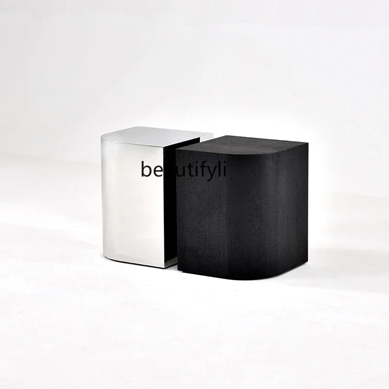 

Creative Stainless Steel Coffee Table Combination Nordic Living Room Sofa Edge Solid Wood Corner Table Silent Style